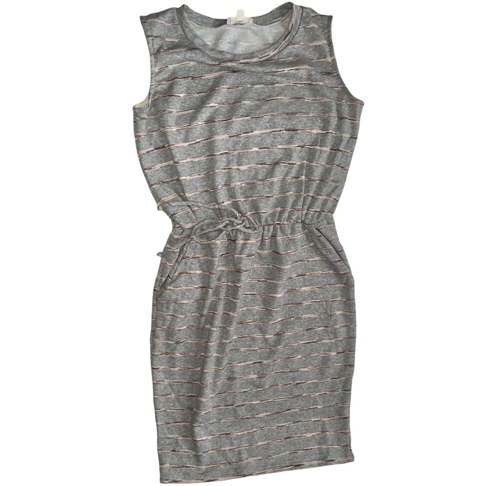 See You Monday Gray Striped Maxi Tank Dress Sz L